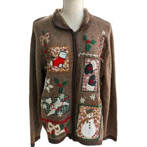 Vintage Victoria Jones Christmas Cardigan size Large